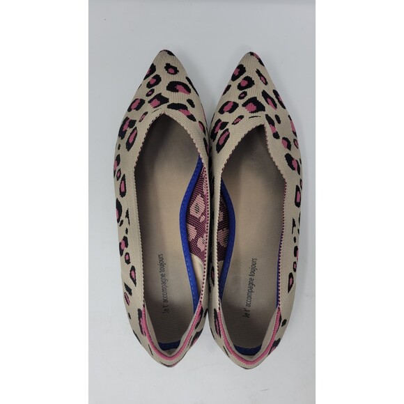 Jet Accompagne Toujours Knit Leopard Print Pointed Flat Shoes - Picture 3 of 6